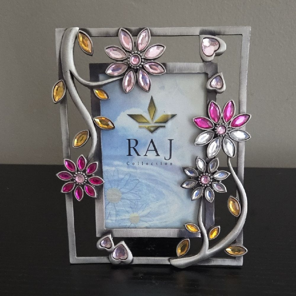 JS Collections Silver Frame with Pink and Gold Floral Accents